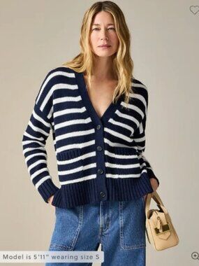 J.Crew Heritage cotton relaxed cardigan in stripe XSmall